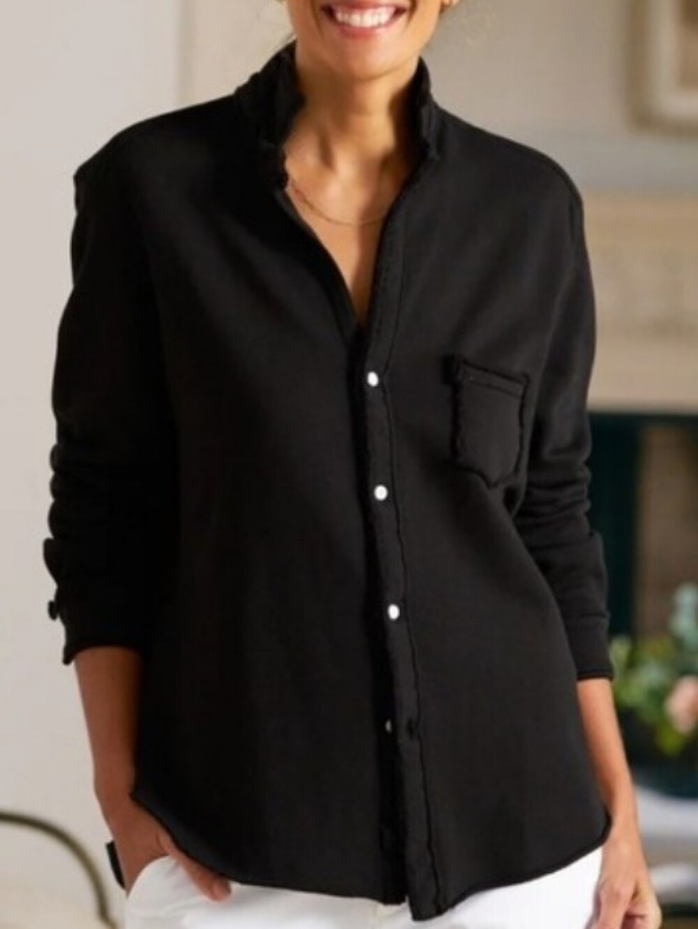 Frank & Eileen Black Shirt Shacket Womens Large Relaxed Top